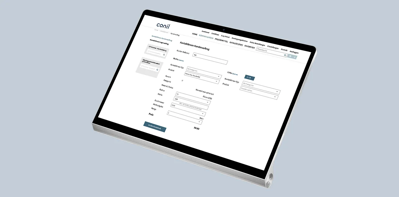 Kontaktlinsen-Shop B2B-Bestellsystem für Conil